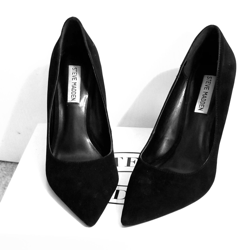 Black suede Steve Madden heels
